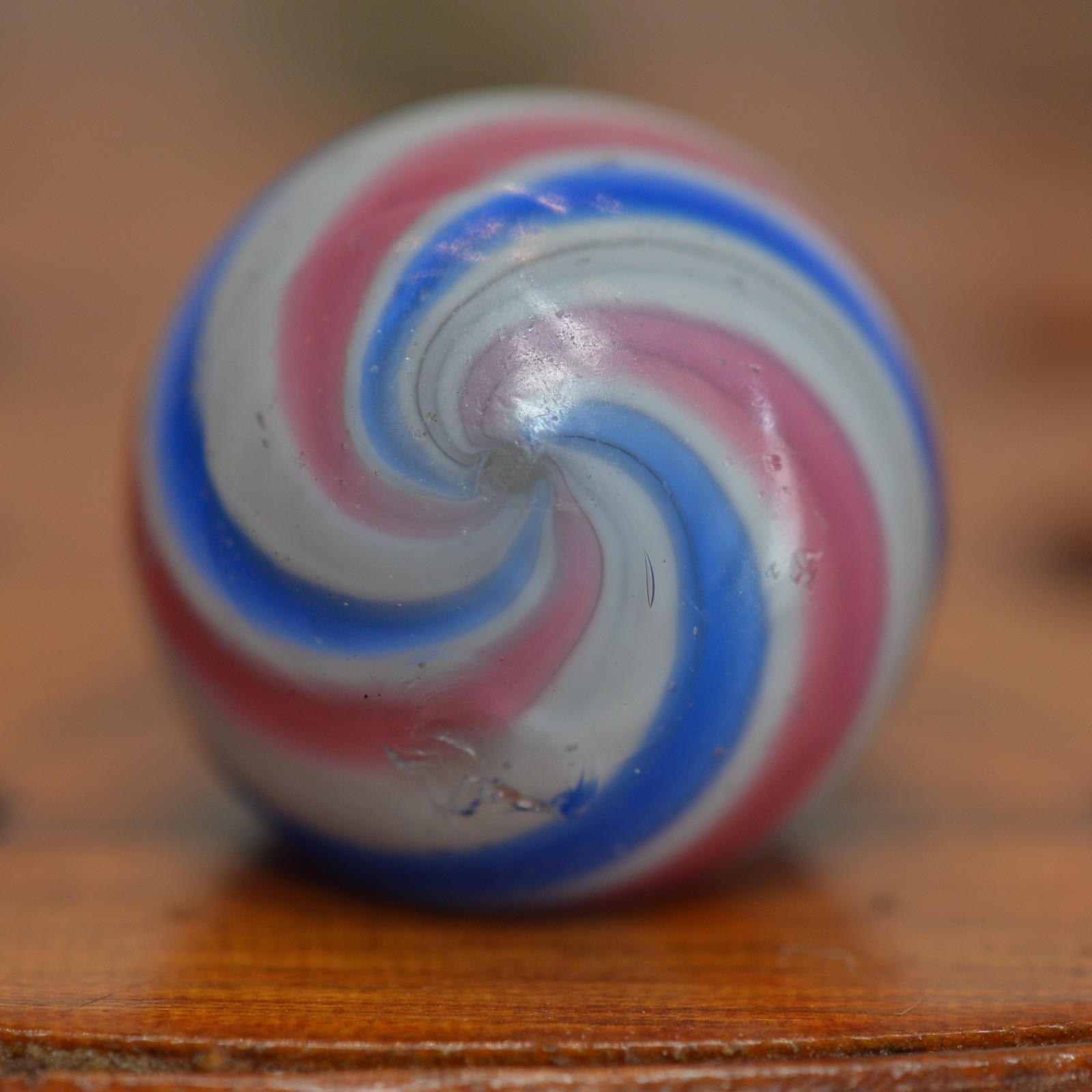 Handmade Peppermint Marble, 11/16 in, Near Mint, Tiny Chip, 1860-1920, S1554