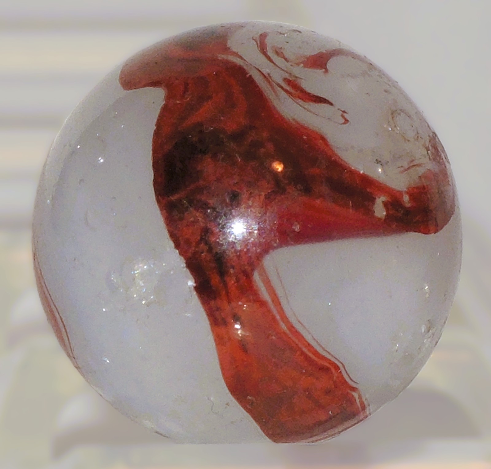 Marble AKRO AGATE Oxblood FlameSwirls Lemonade Milky Base Corkscrew 3/4″ WILD UV