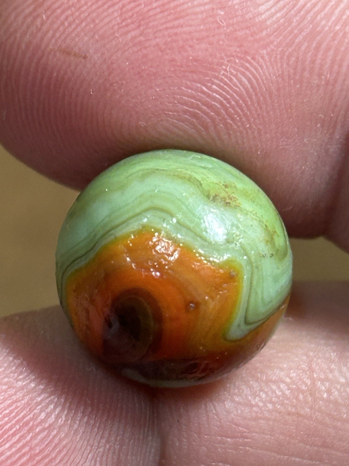 Vintage Christensen Agate Company CAC Striped Opaque Swirl With Oxblood .63 Inch