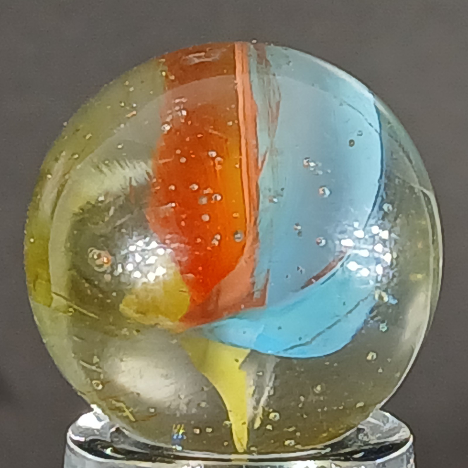 Vintage Tri-Color Hybrid Cat’s Eye Marble .59 Inches Near-Mint Condition