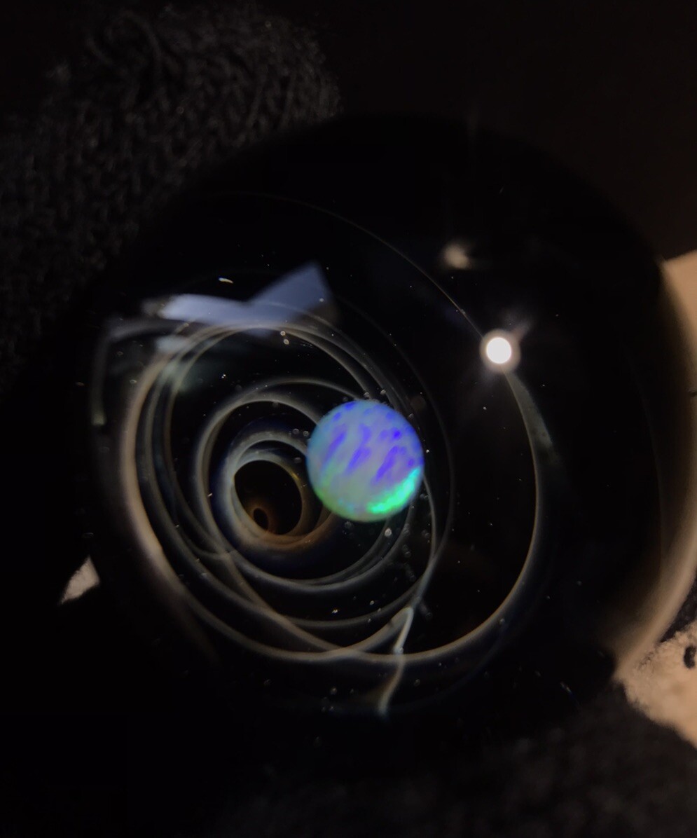 Glass Marble 40mm Deep Space Rainbow Sphere Opals With 24k Gold Fume ￼Sculpture