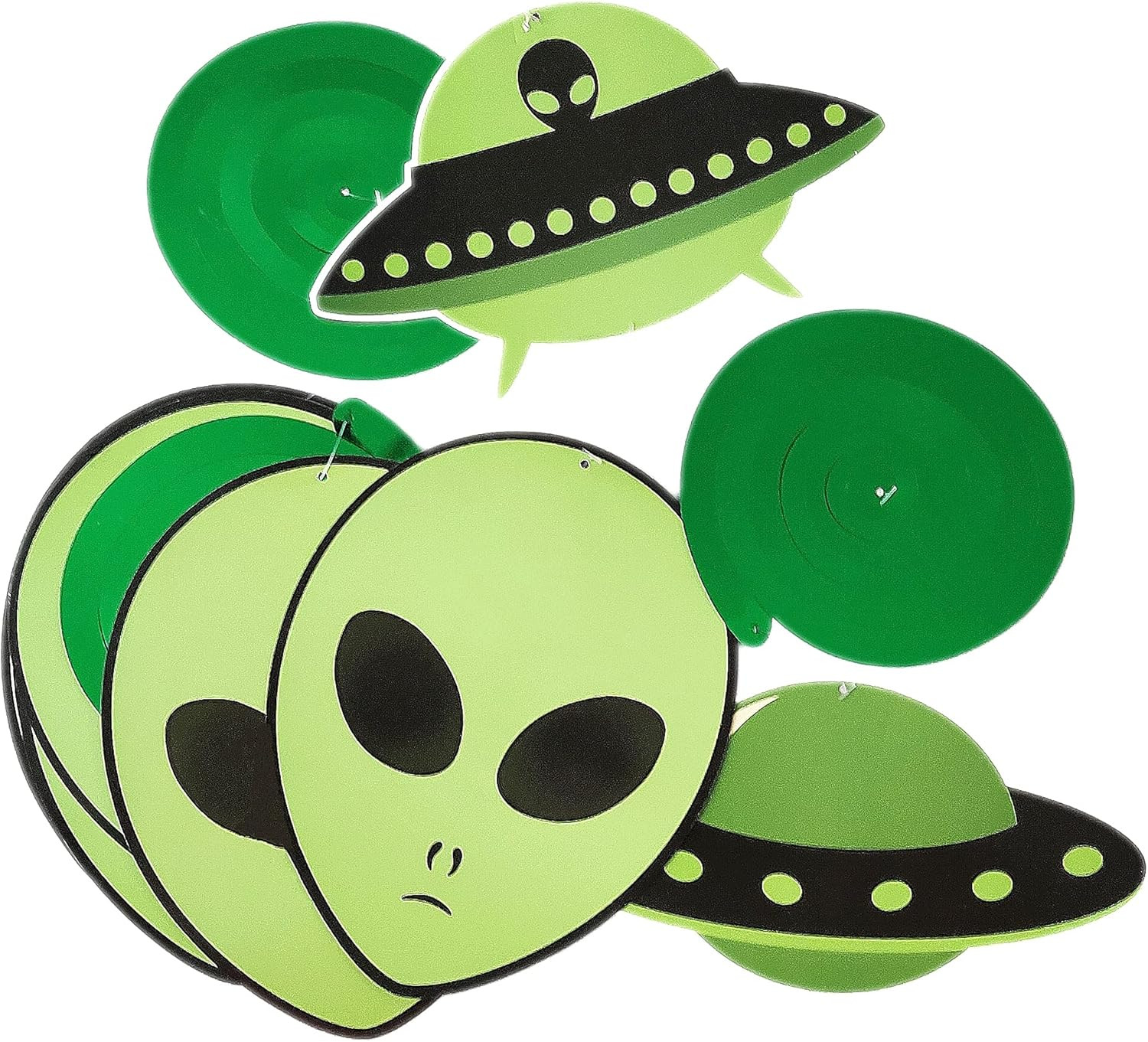 Swirls & Cutouts Green Alien Theme Hanging Swirl Decorations UFO Theme Ceiling W