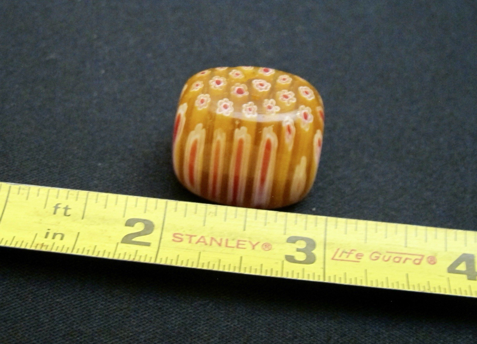 “ITALY” Vintage Murano Millefiori Glass multi-colored floral Bead- Yellow Pillow