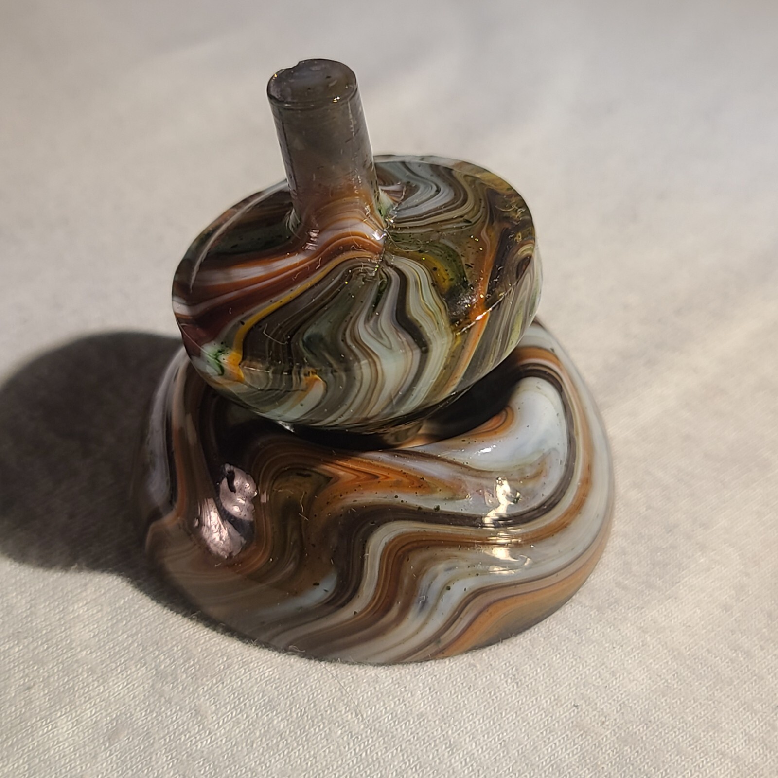 ANDY DAVIS, Glass Art Spinning Top & Base, Tom Jinks Run (?), #260E