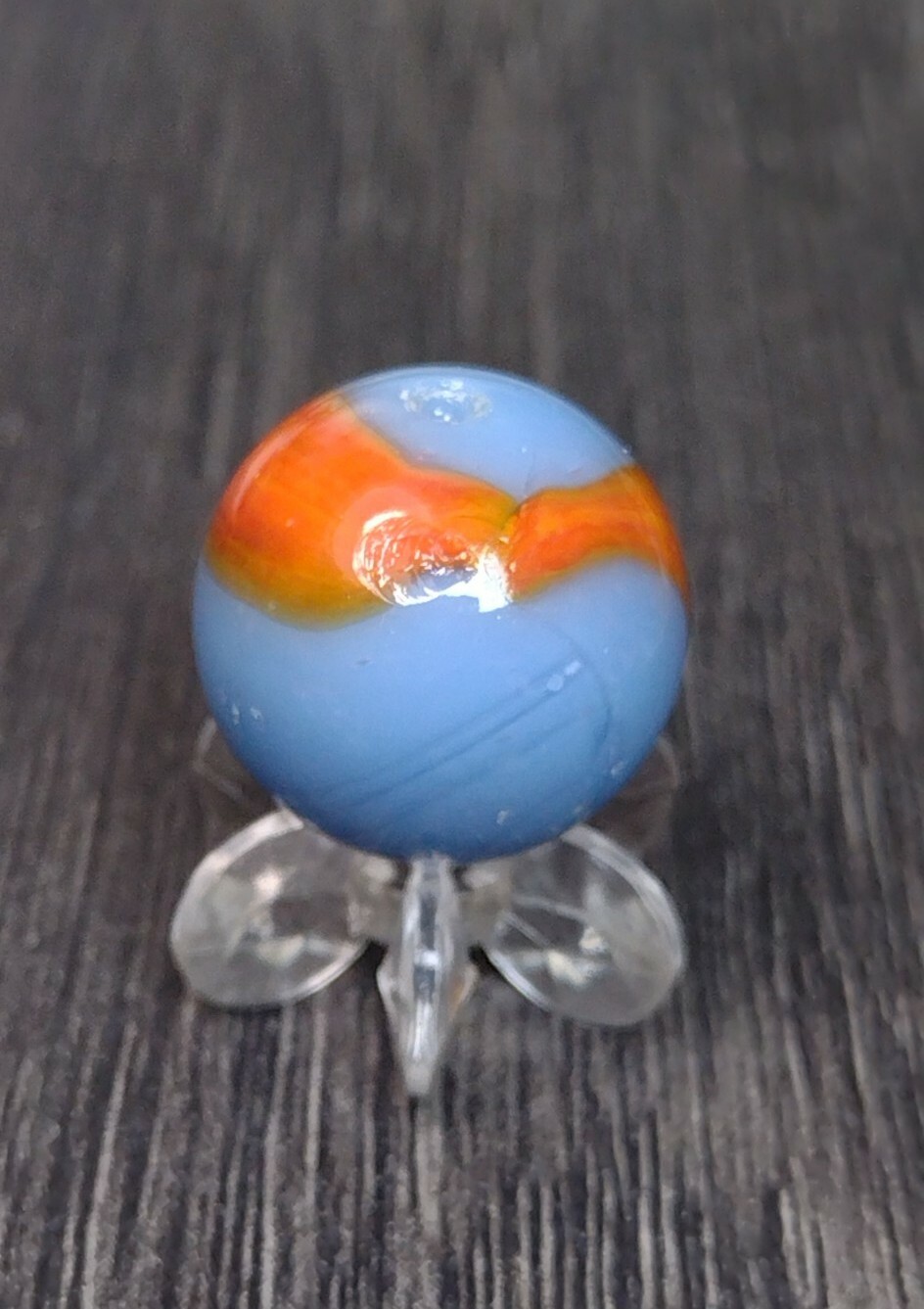ROBIN BLUE & ORANGE PELTIER RAINBO Ribbon Patch Old Toys VINTAGE Marbles .60″