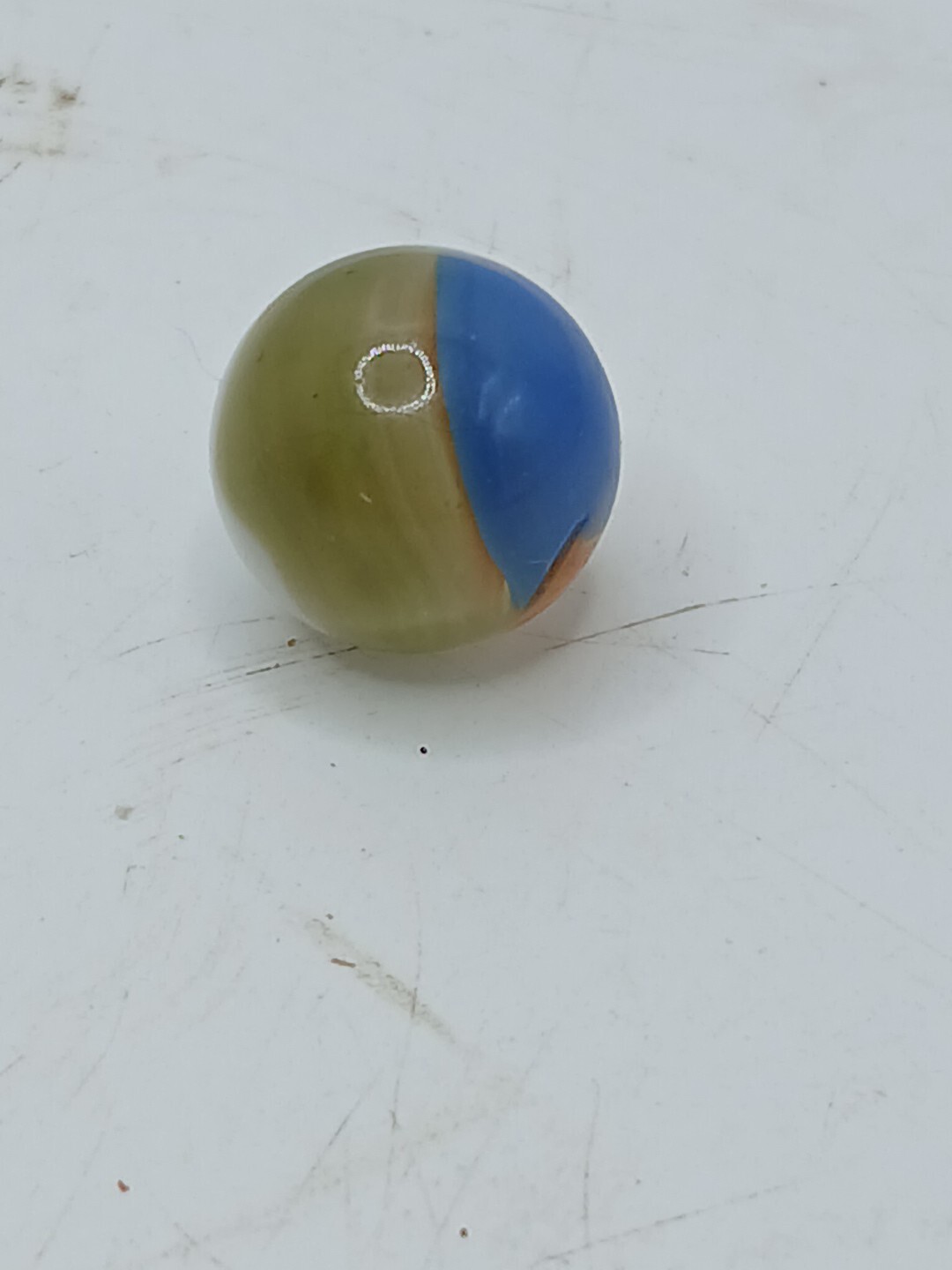Vtg Vitro Agate Tiger Eye Marble 5/8in Blue Green White Red .63″ 41/64″