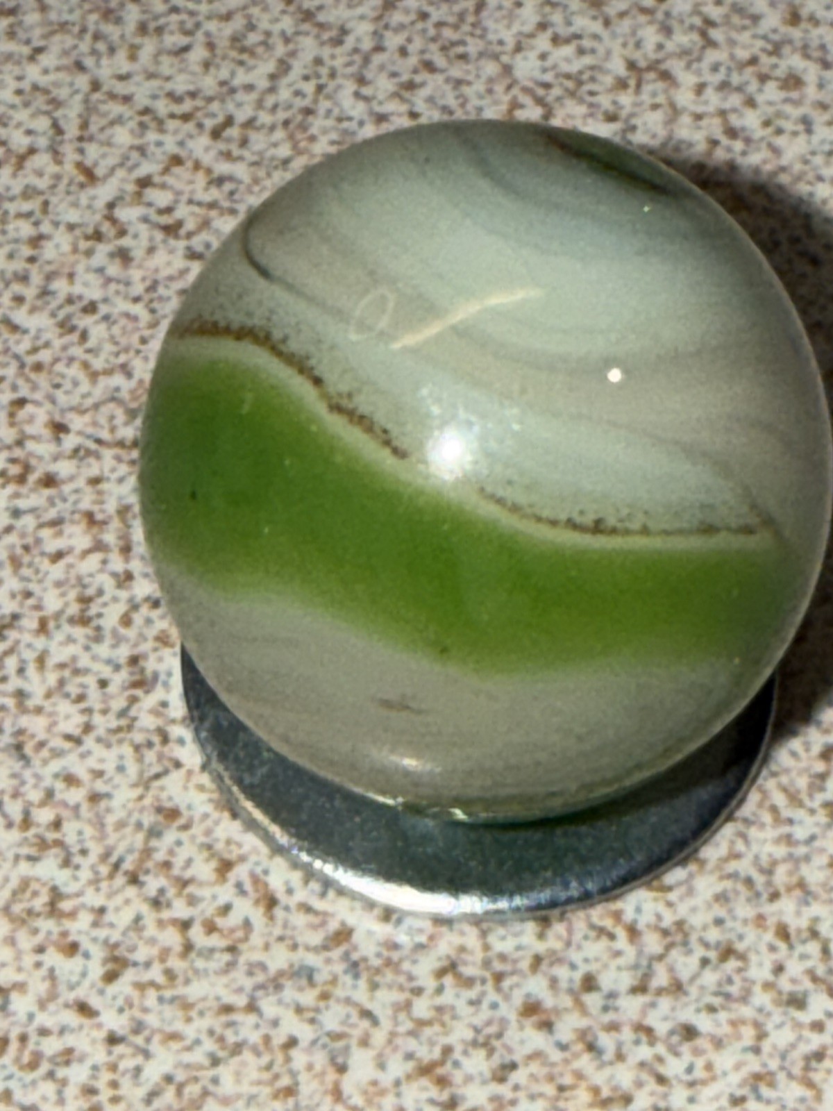 🛑SCARCE GORGEOUS Alley Agate (Pennsboro) GOLD LUTZ swirl/flame WET MINT
