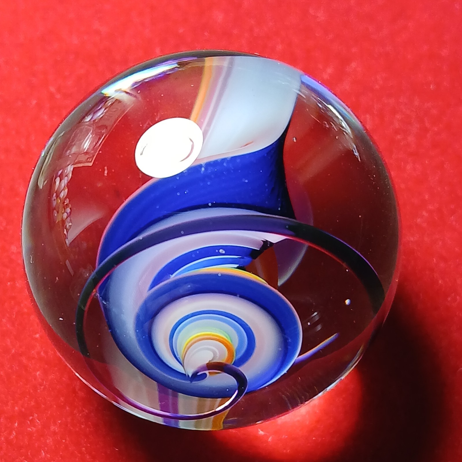 Mint *1 3/8″* Rainbow Multi Color Contemporary Swirl Marble! Fantastic. C Pics