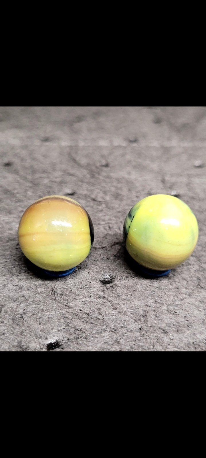 2 Vintage Marble King Blended Hybrid Bumblebee Marbles 5/8. Mint Condition!