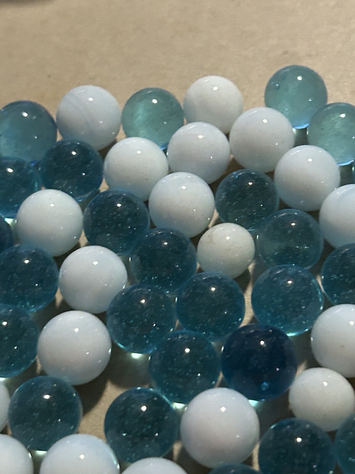 Vintage Marbles Lot Of 100 Blue Glass And White Solid 446
