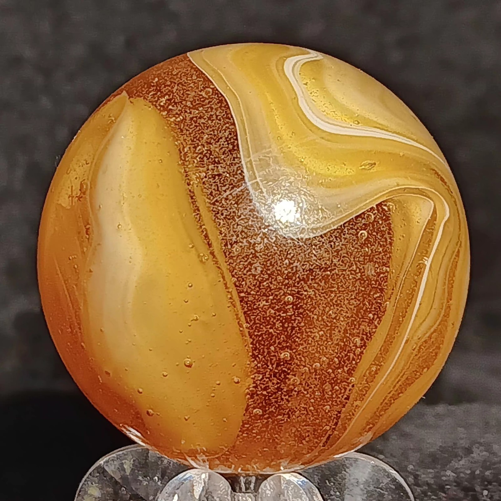 Xtra Large M.F. Christensen Slag Marble. 1.21″ Wet Mint. Htf Transitional. Wow