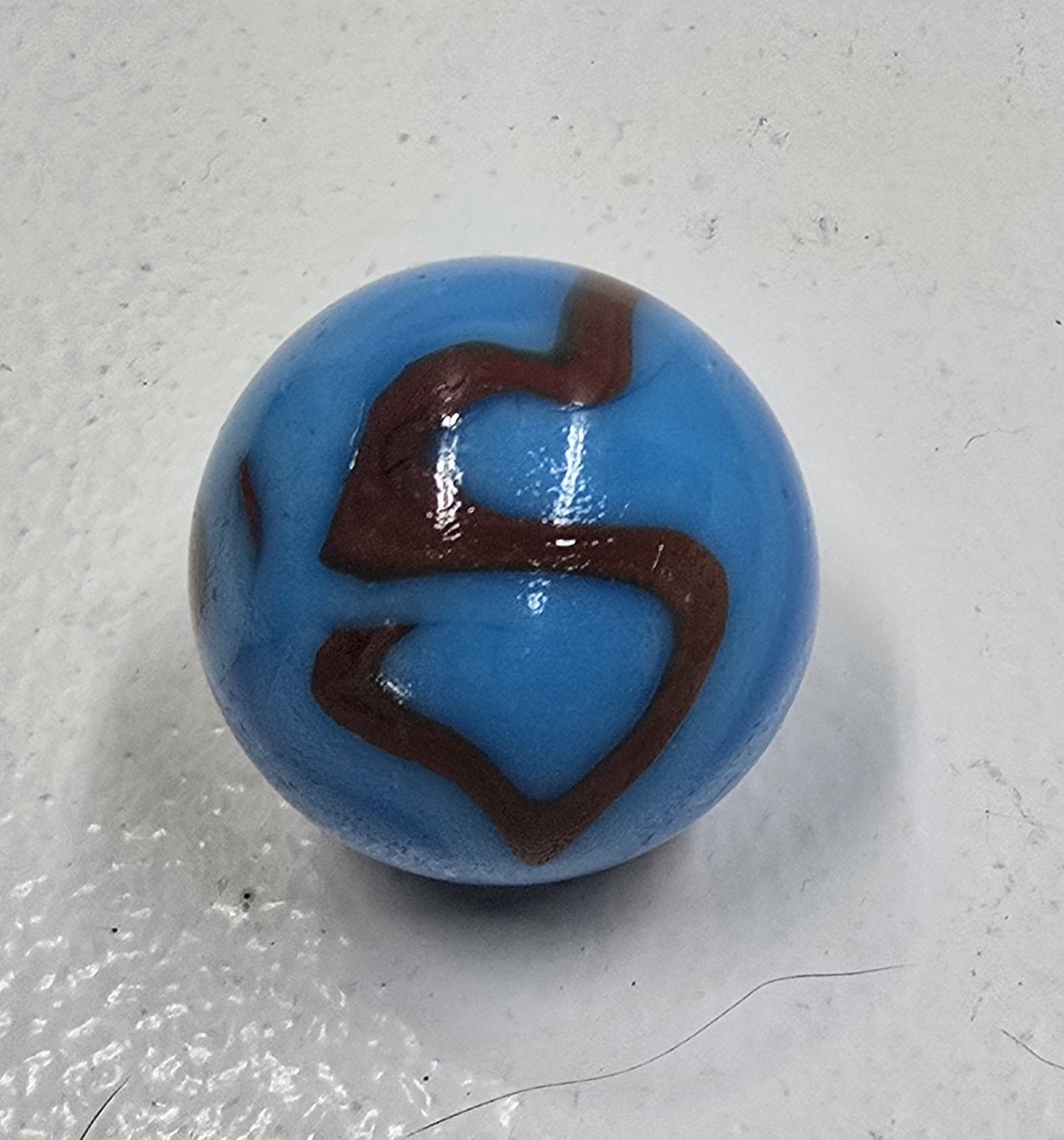 Vintage Serpent Blue & red Patch Swirl Art Glass Marble 1.5in Shooter