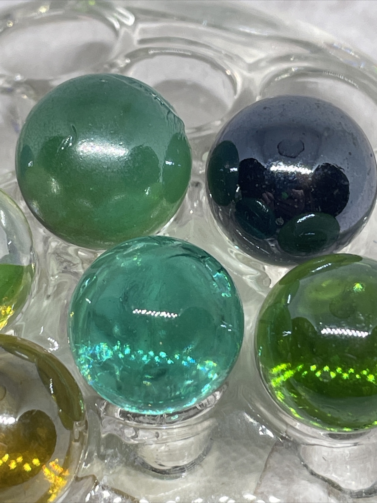 Marble Lot of 7 Vintage Glass Marbles Clear Glass Colors