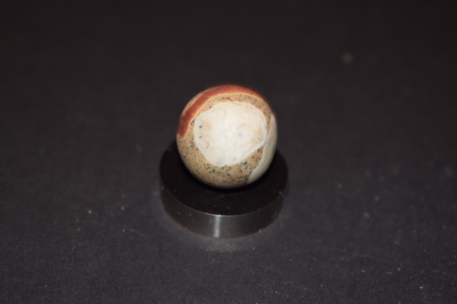 Antique Hand Painted, Fired Clay Crockery Toy Marble Size .781″=25/32″ MINT