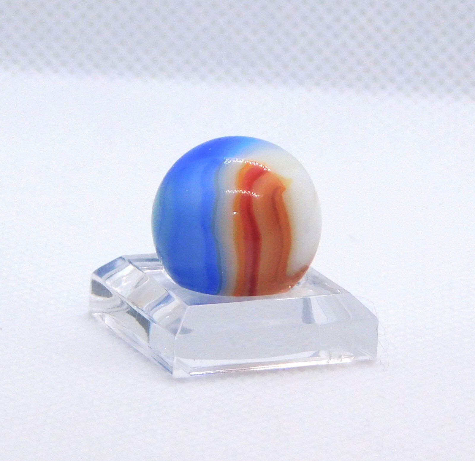 Vintage Glass Marble Patch Swirl Blue Red White Vitro Agate ‘V’ 0.69″ #0-118