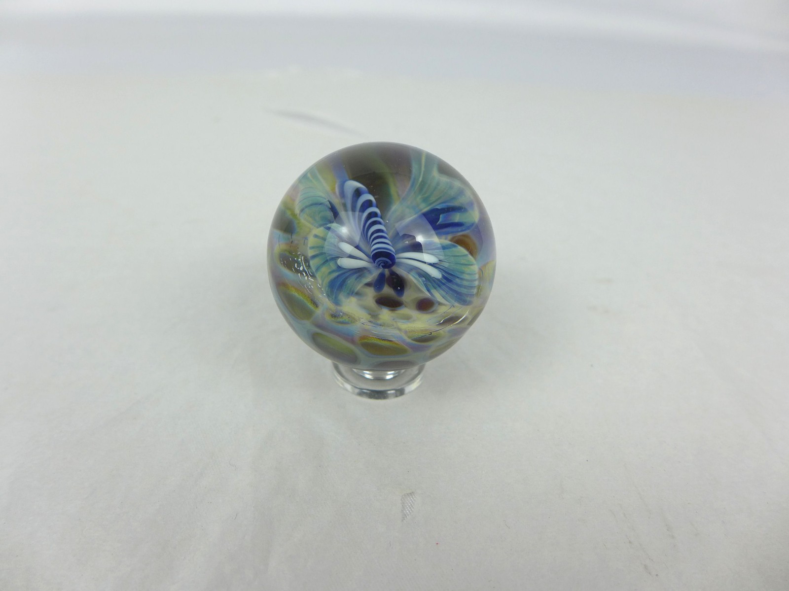 Vintage Sabina Boehm Butterfly Art Glass Marble 1.55″ 2006