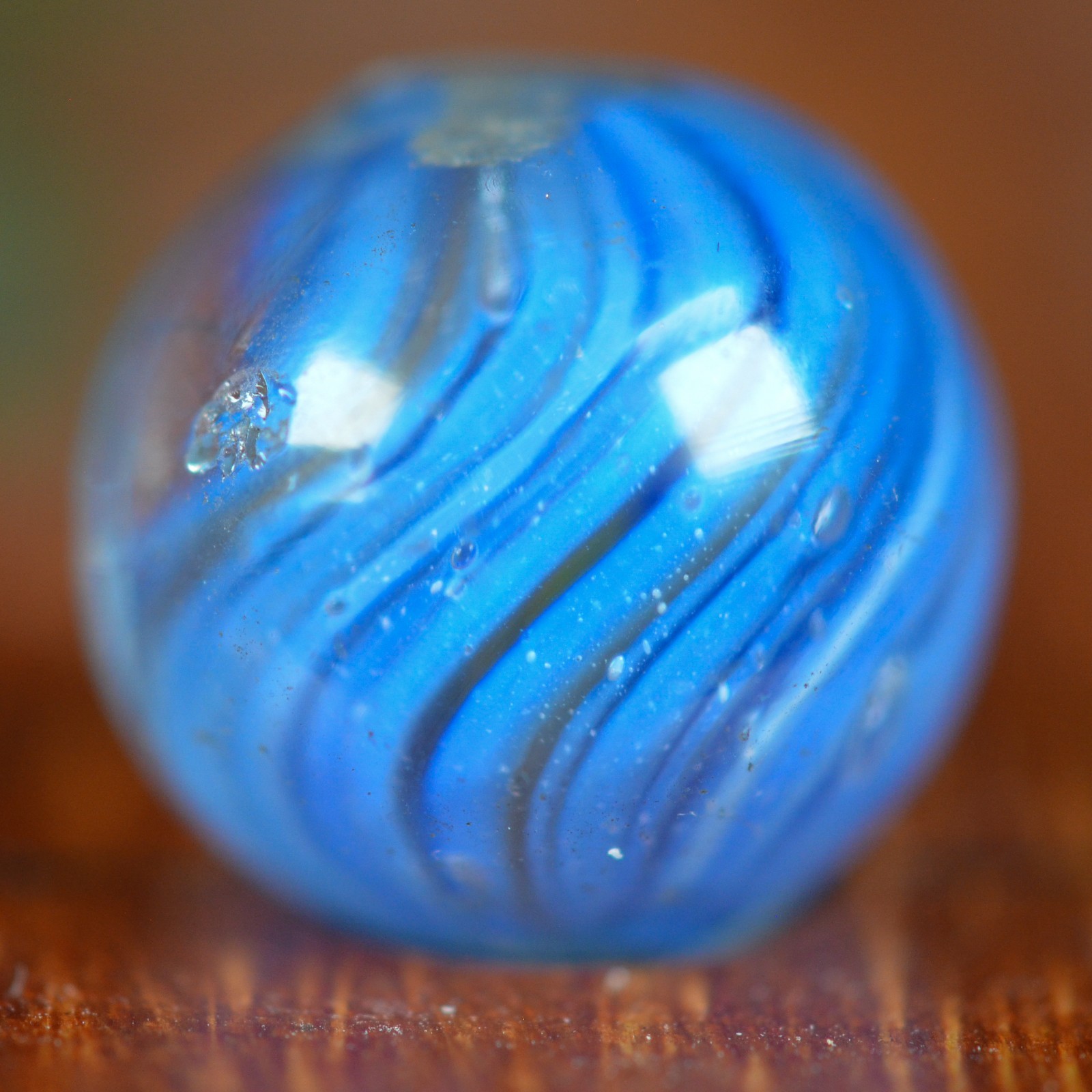 Handmade Blue Onionskin Marble, 0.6 inch, Near Mint+, Germany, 1860-1920, S1591