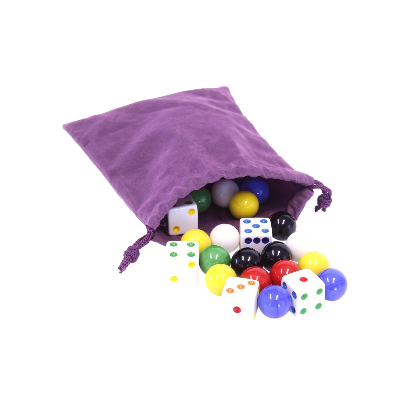 Glass Marbles and Dice Set – 24 Glass Marbles (16mm) and 6 Dice for Aggravation