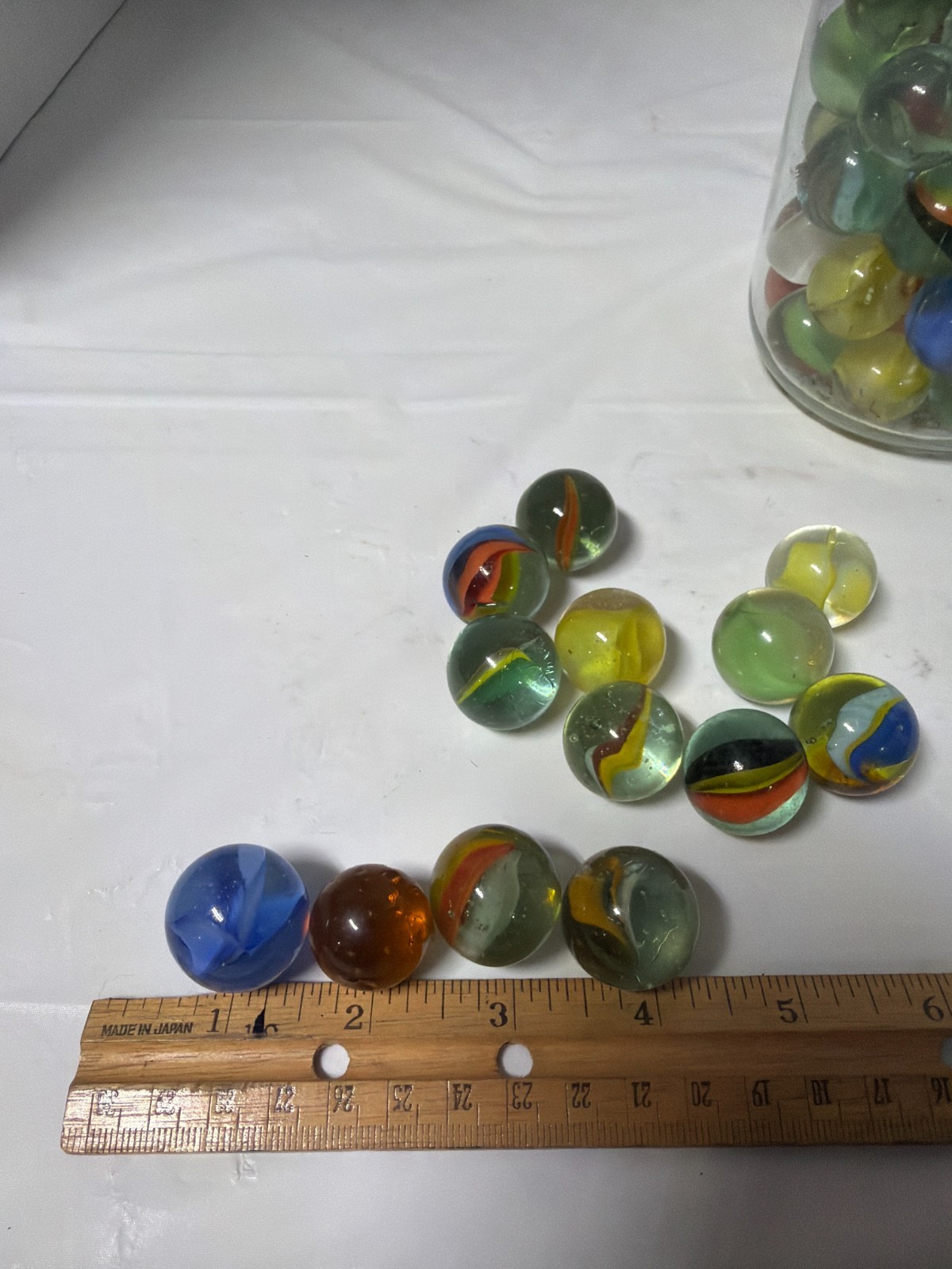 Vintage Glass Marble Lot Jar Mixed Swirl Shooter Size Bulk As-Is