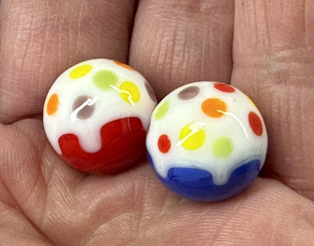 (2) CUPCAKE with Sprinkles 16mm Handmade Art Glass Marbles