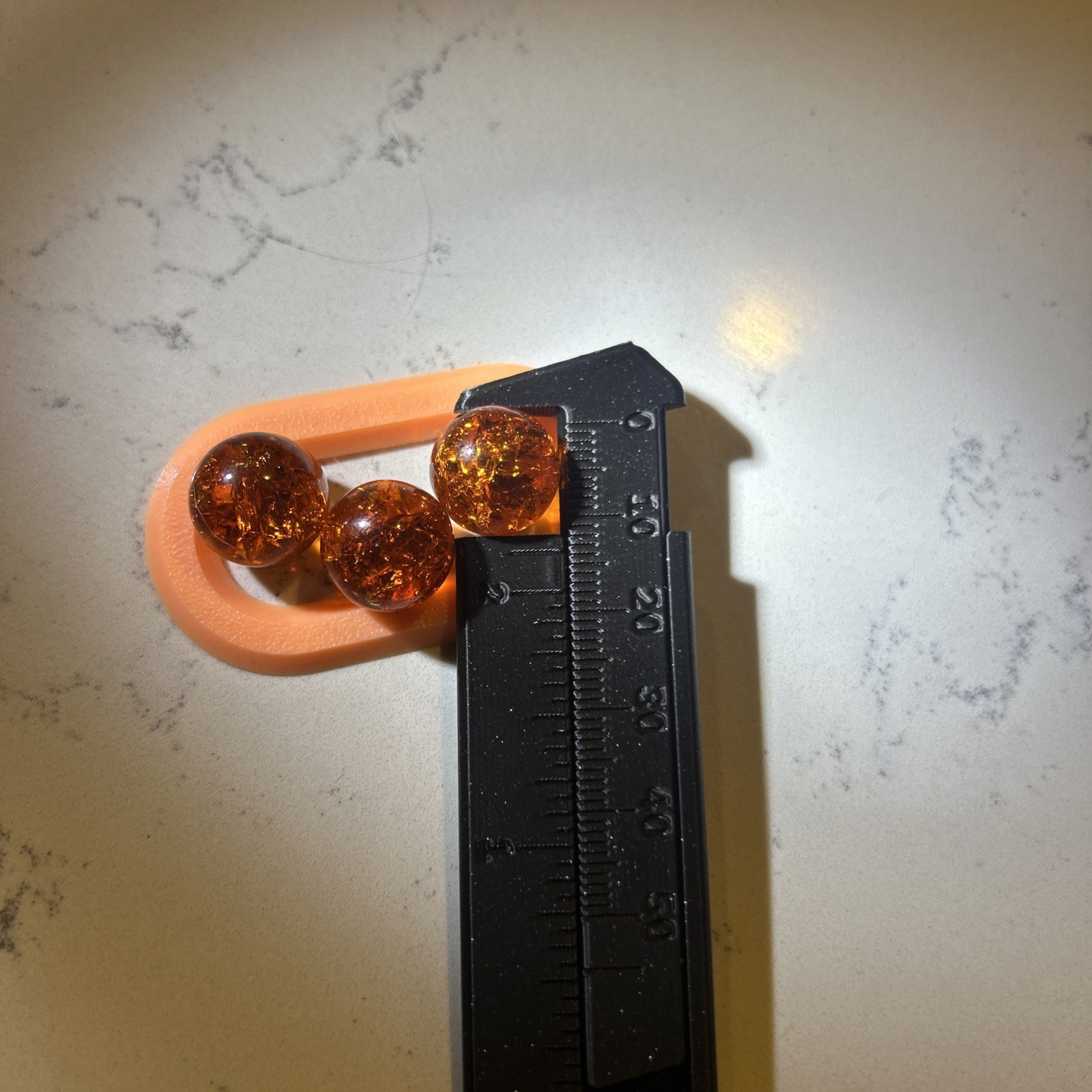 3 PIECES VINTAGE Orange Jeweled/Crackle Glass Marble 14mm