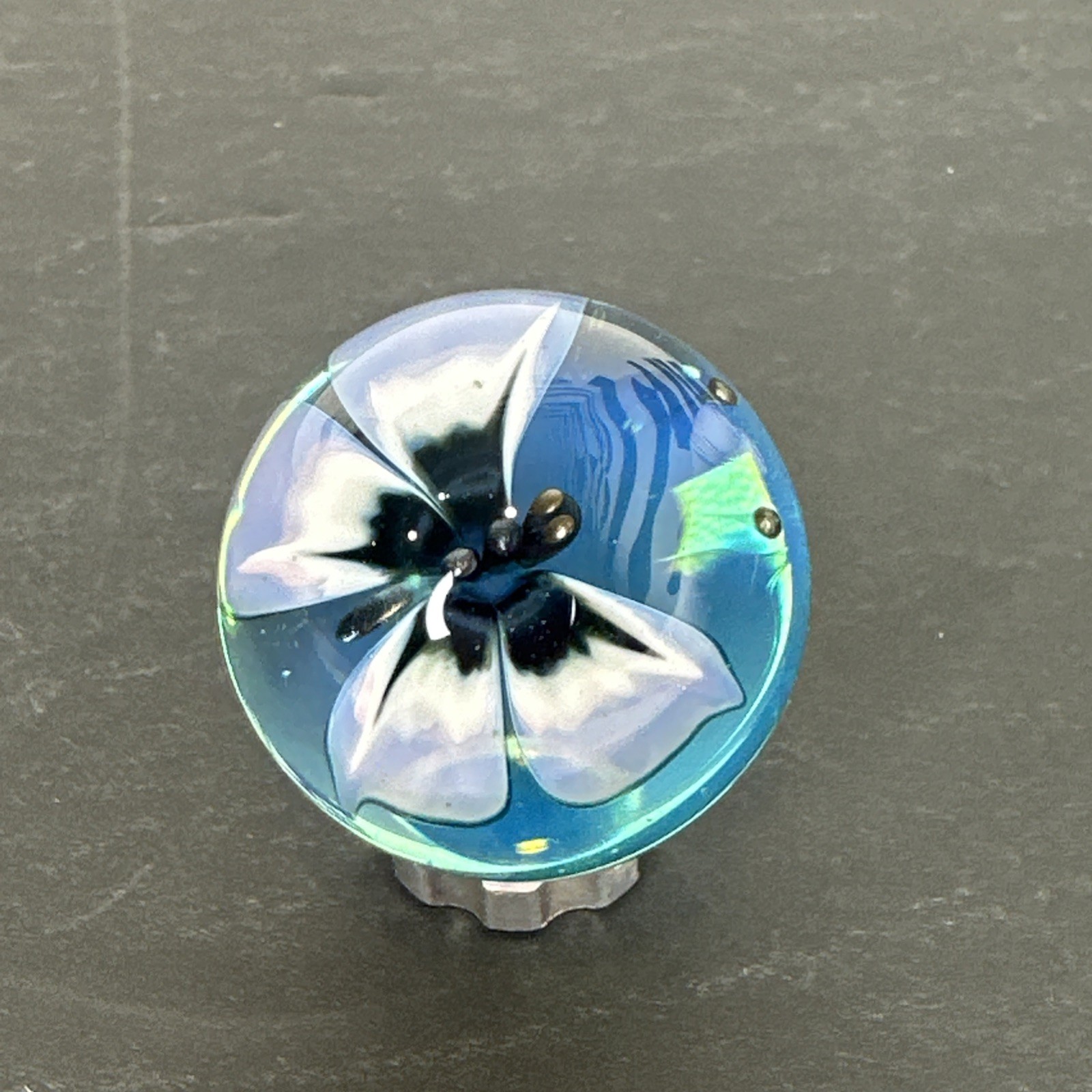 Contemporary Handmade Art Glass Marble 1.10″ Butterfly MIB Borosilicate Gift