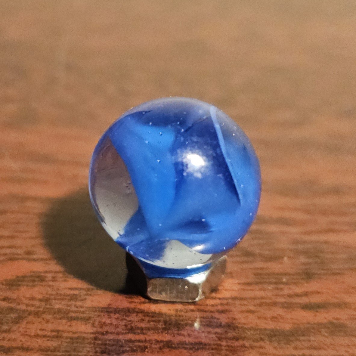 Vintage CE Bogard Dark Blue 4-Lobe Floppy .625″ Uranium Glass Marble