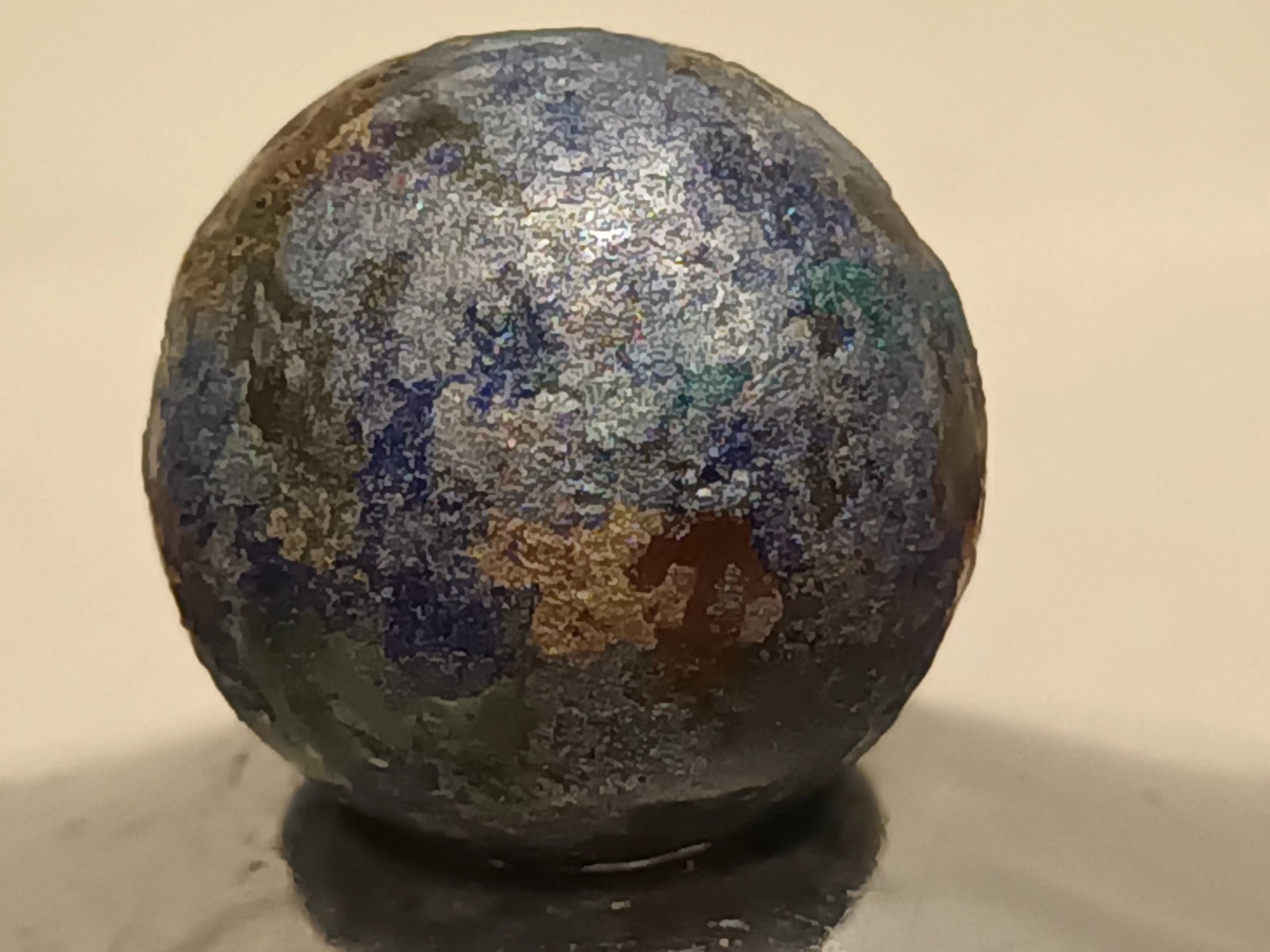 Cool Aqua Blue Planet Themed Design Collectible Handmade Hand Painted Art Marble