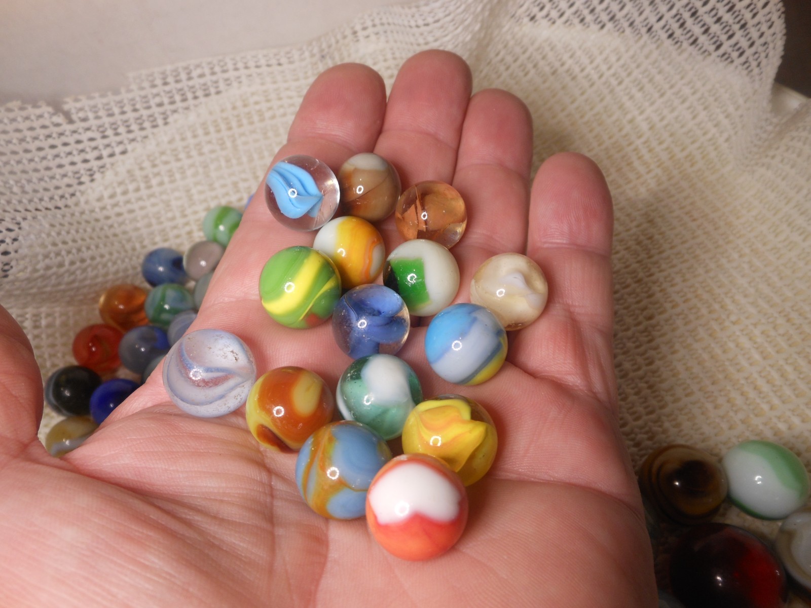 69 Variety Vintage Marbles Collectible Size Make Color Swirl Mix rare SEE VIDEO