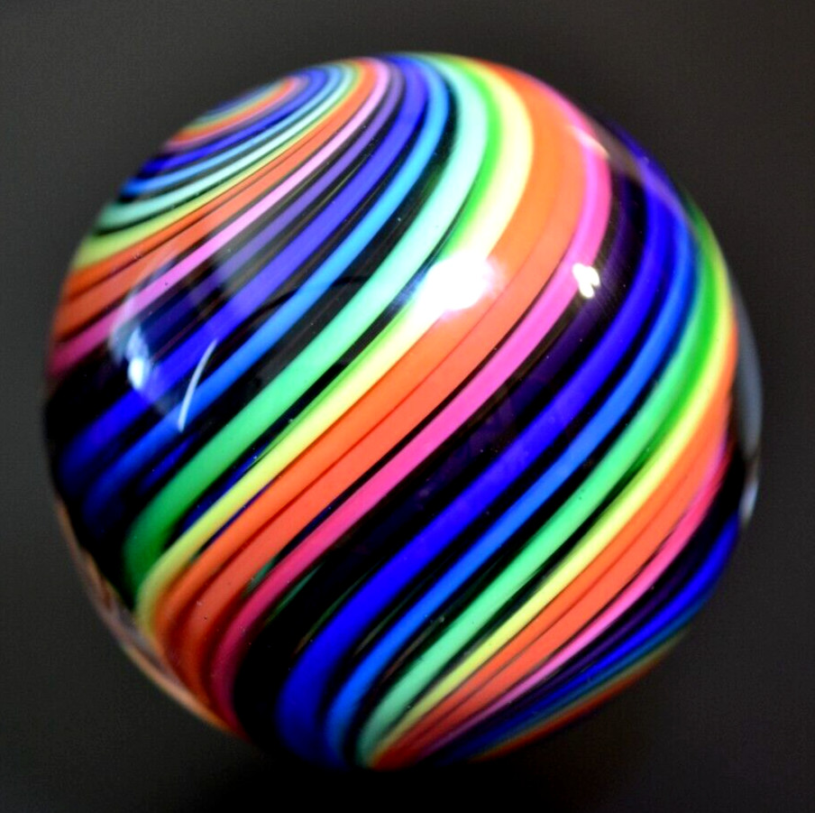 EDDIE SEESE GLASS MARBLE/2.105″-RAINBOW FLIPSTER SWIRL b-PURPLE,ROYAL,TURQ,LIME+