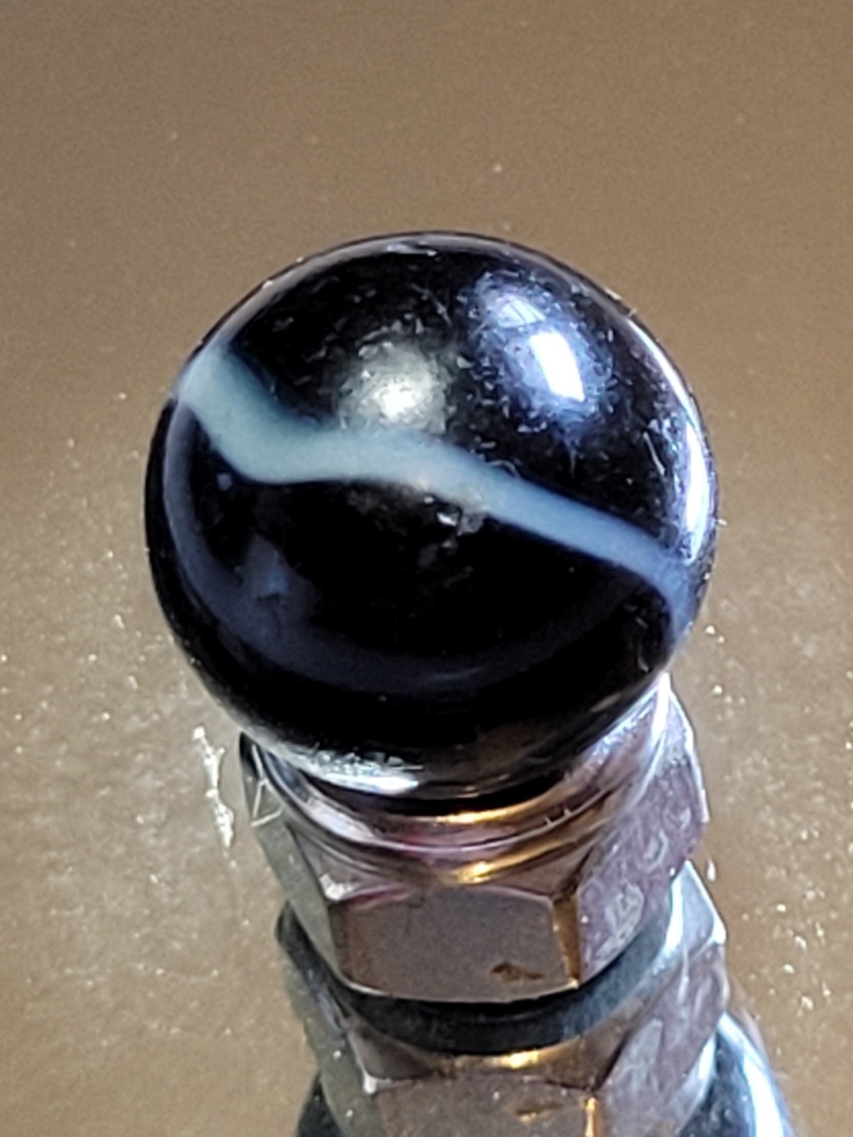 Vintage Marble Akro Agate Special 0.66 Black Base White Cork