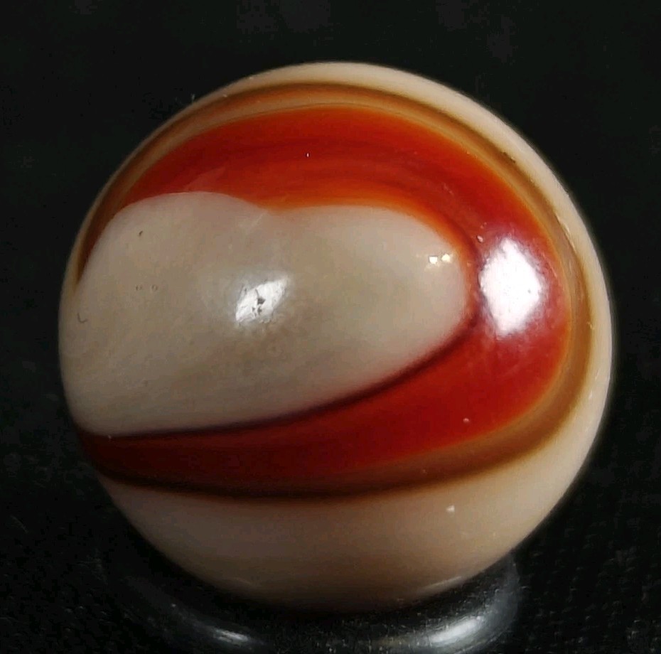 Vintage Marble – Akro Corkscrew .66″ Red & Cream , Strawberry Tan