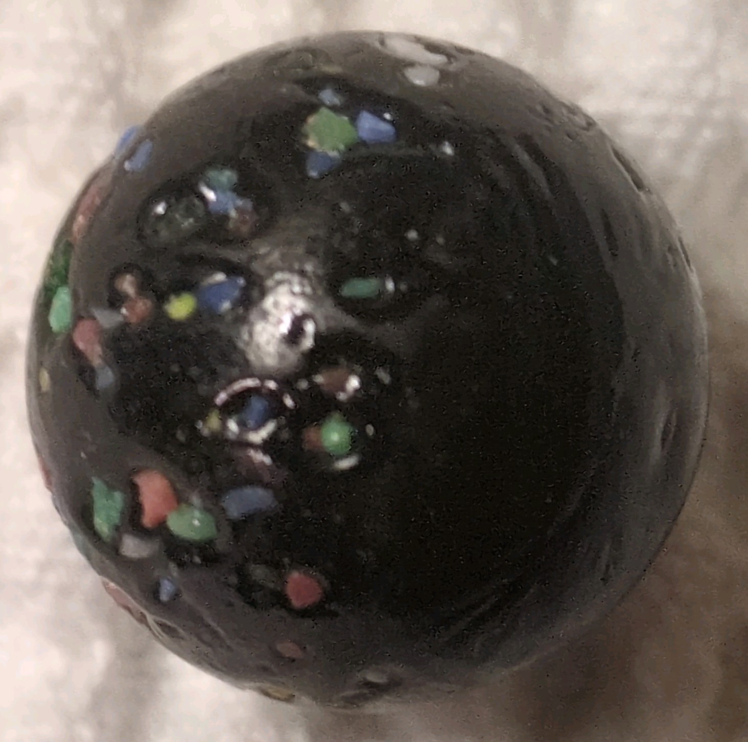 14 Vintage Vacor Galaxy Confetti Speckled Glass Marbles Multicolor Black Base