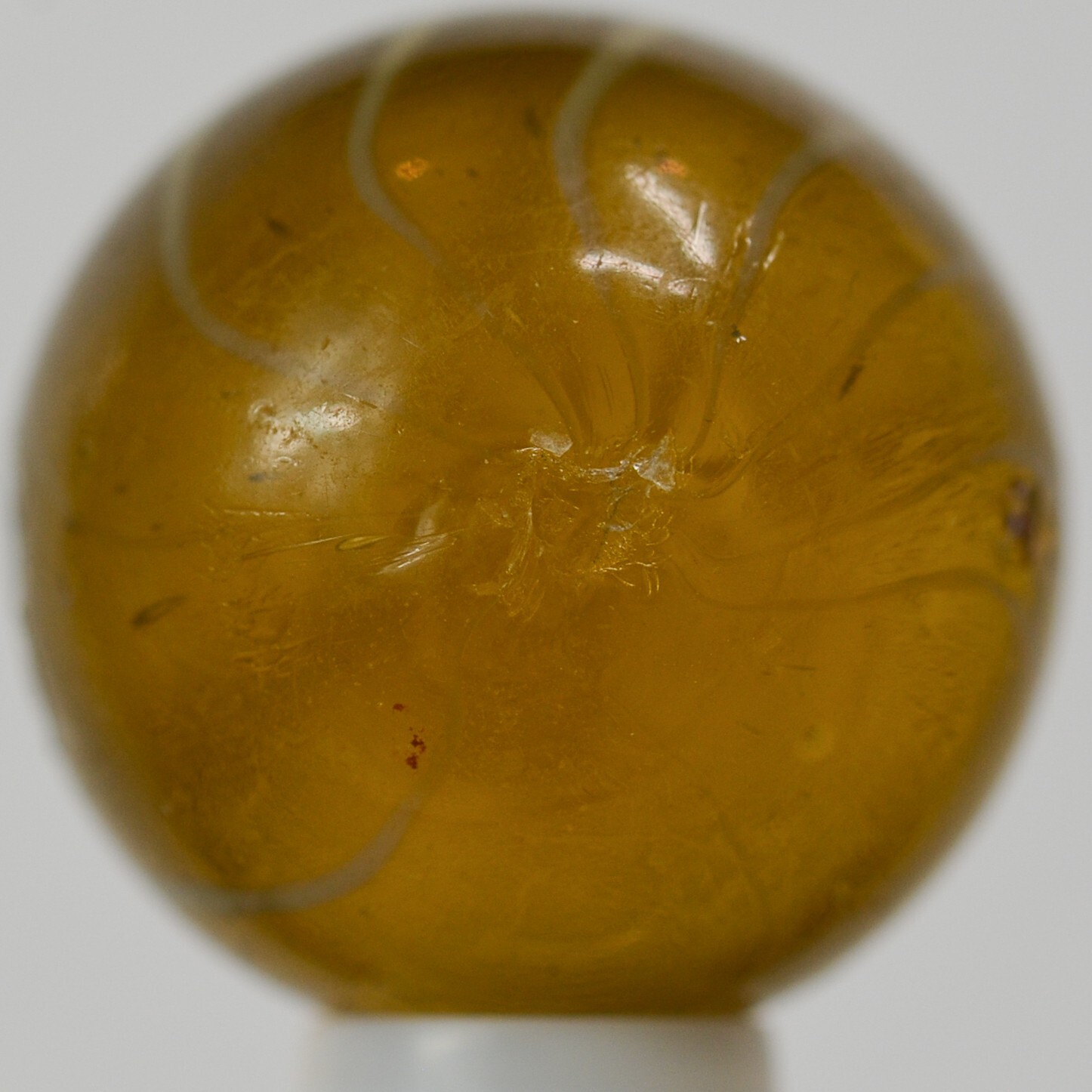 Handmade Gooseberry Marble, Amber Glass, 11/16 in, Good+, Chip, Germany, S1412
