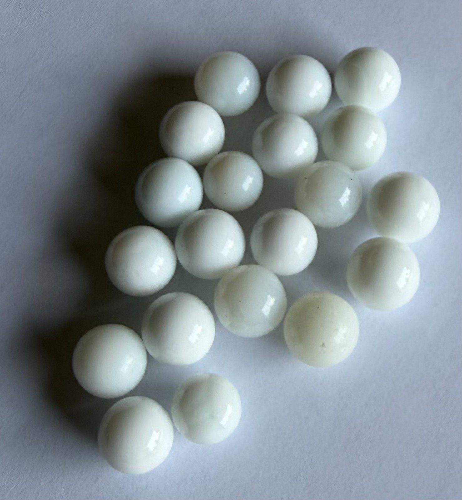 Lot of 20 Vintage White Glass Marbles UV Assorted Shades & Sizes