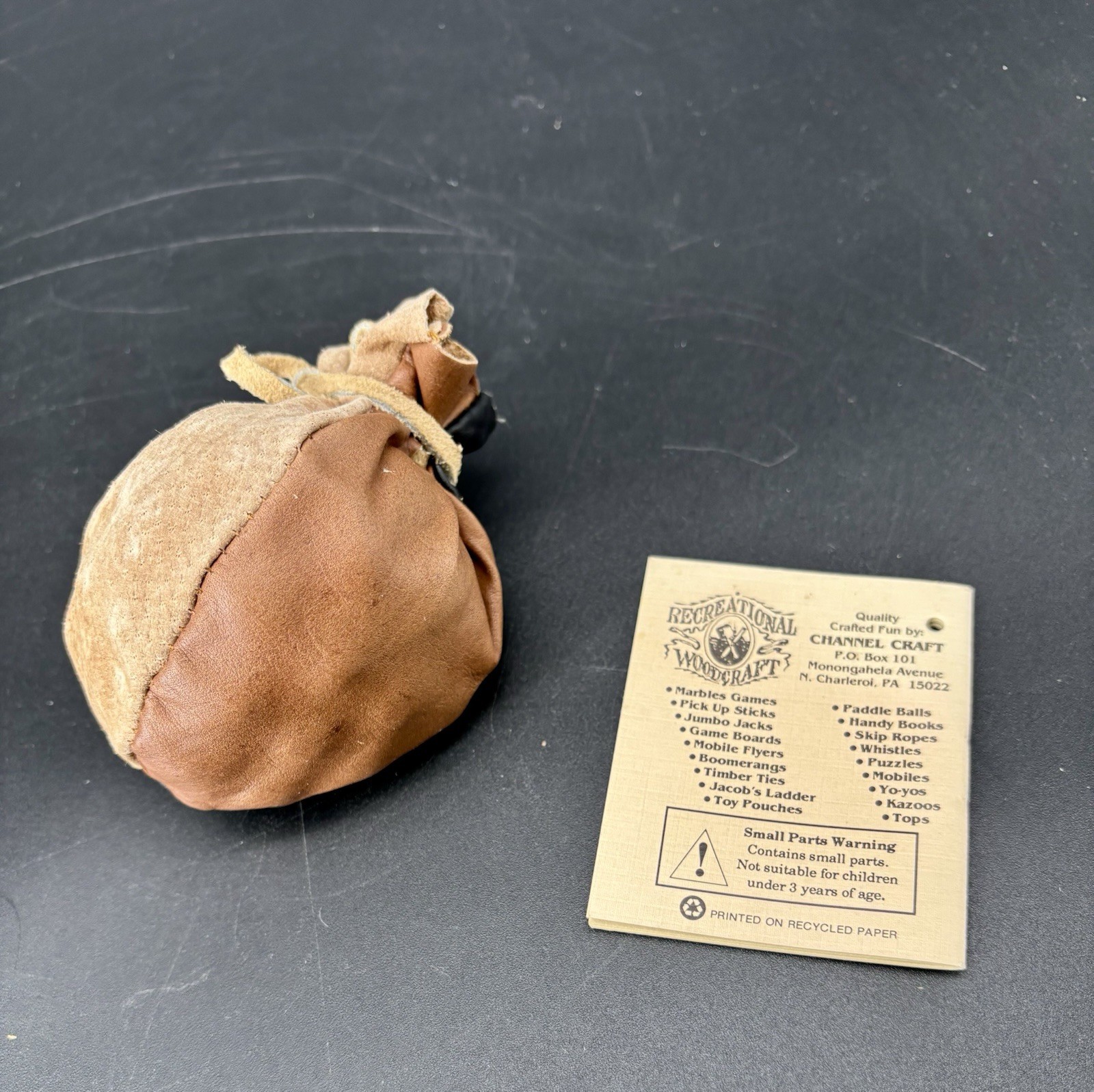 Vintage Recreational Woodcraft Marbles/Leather Pouch/Booklet Complete