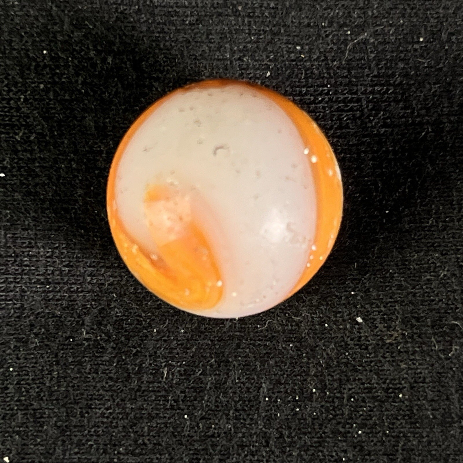 Vintage Akro Agate Peltier Art Swirl Glass Marble .67” Orange White Brown