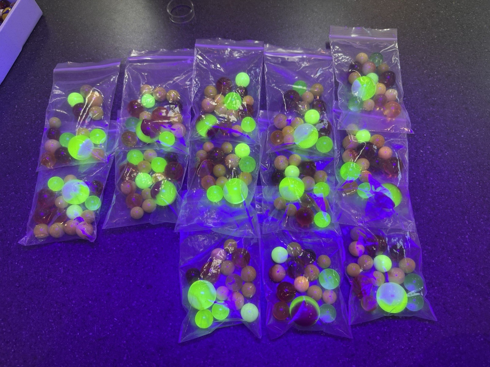 UV Glow Marbles – Pack Of 15 With WeeGlo Shooter