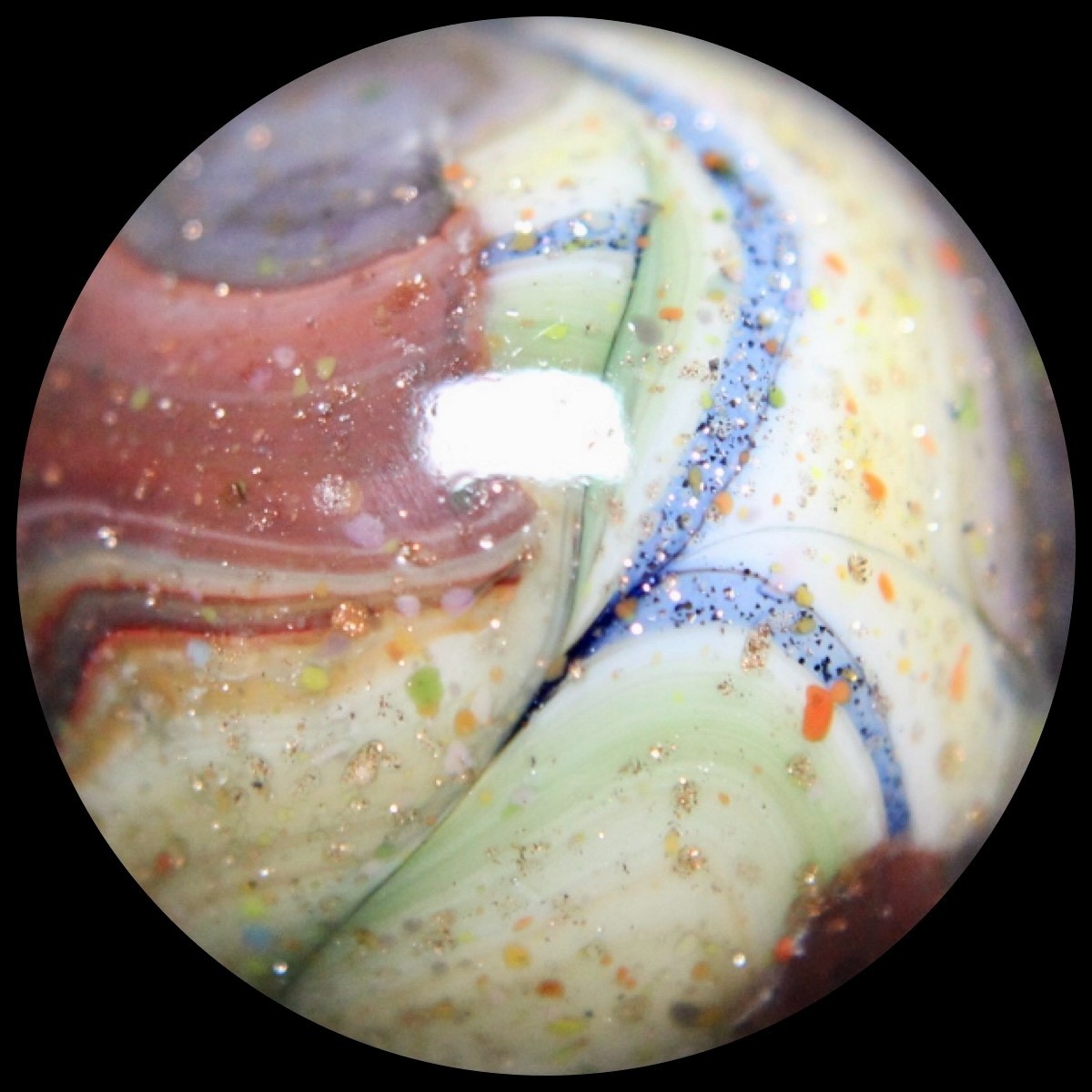 DAS Hawkeye Marble Collector Series: Lutz Guinea w/Blue Aventurine Chain!