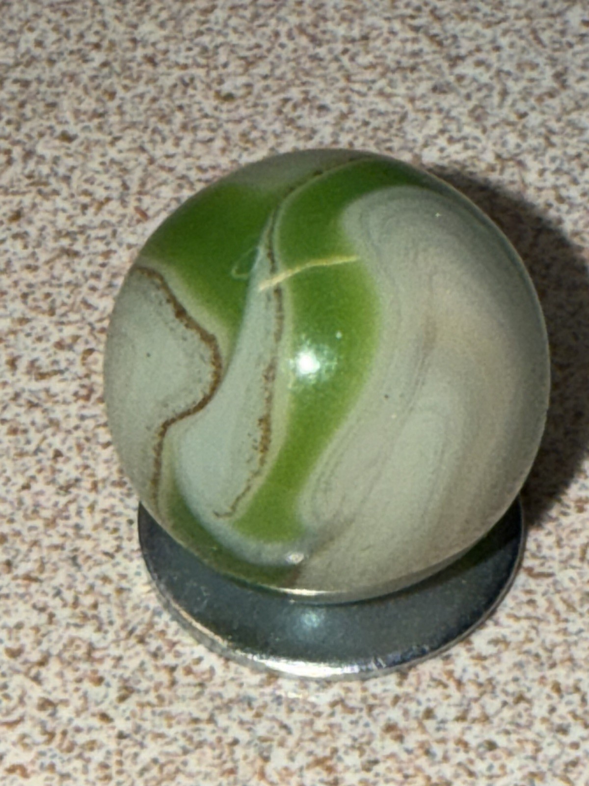 🛑SCARCE GORGEOUS Alley Agate (Pennsboro) GOLD LUTZ swirl/flame WET MINT
