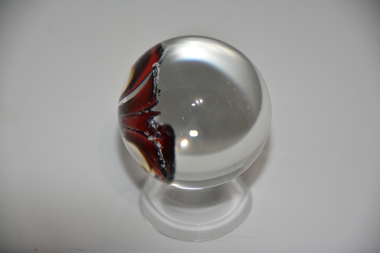 Contemporary art glass handmade borosilicate “flower” marble 1.654 inches tall
