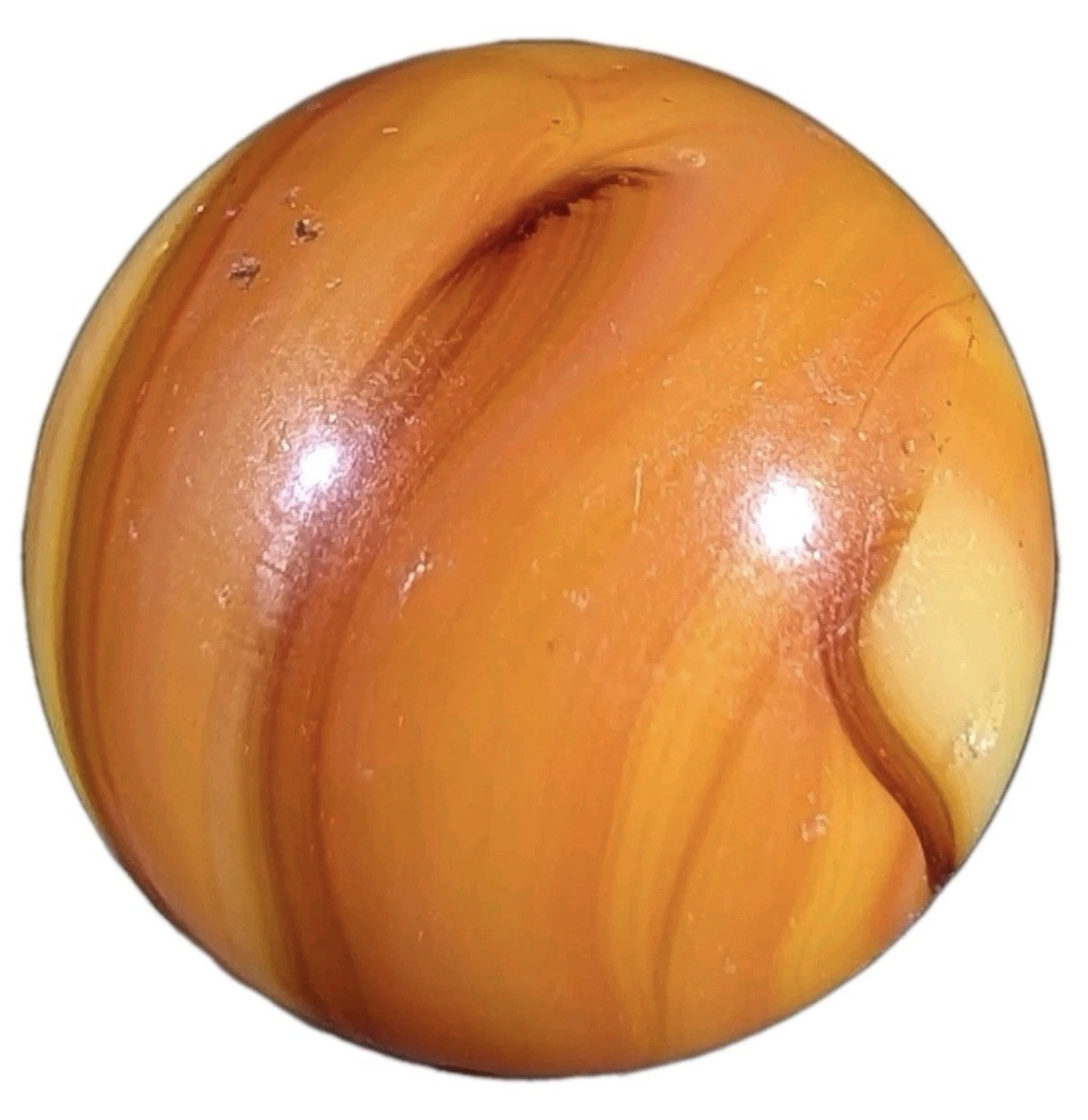 Alley Agate Co Swirl Flame WV Swirl Vintage Marble 21/32”