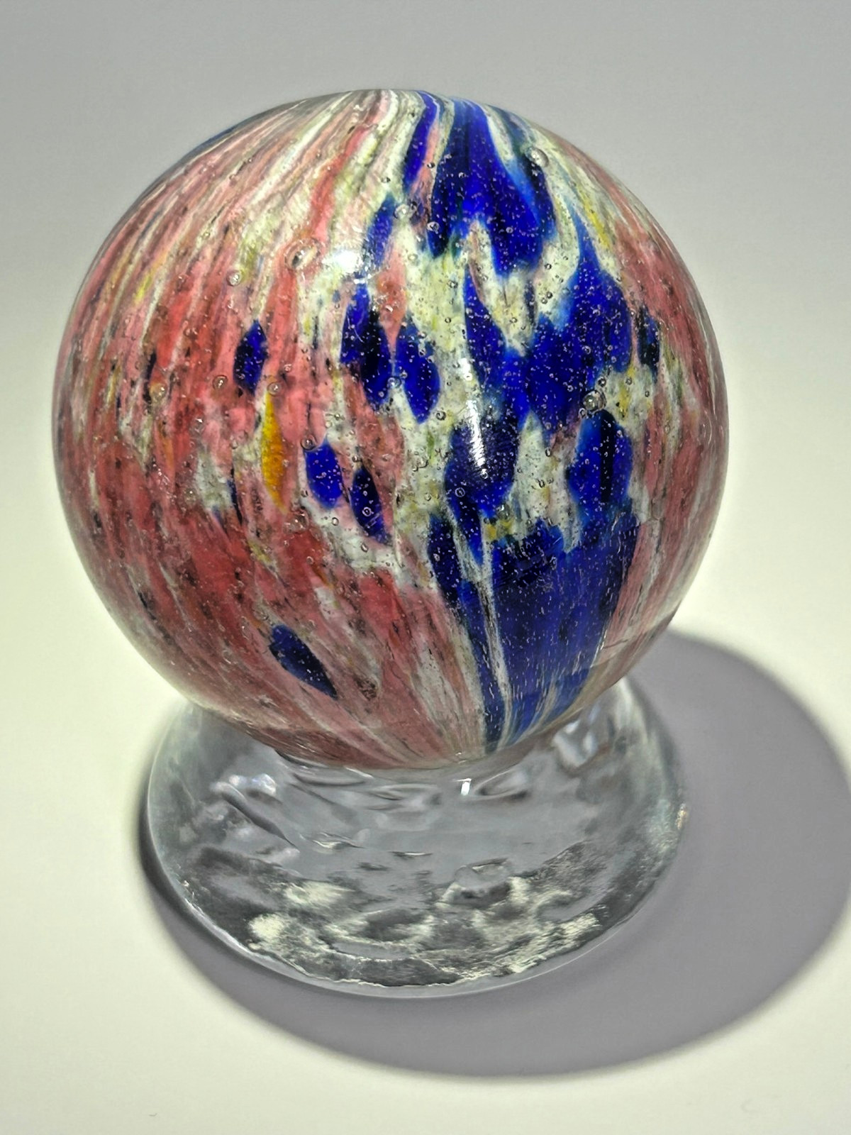Antique German Handmade 4 Panel “flame” Onionskin Marble 1-25/32″ Mint E3.23