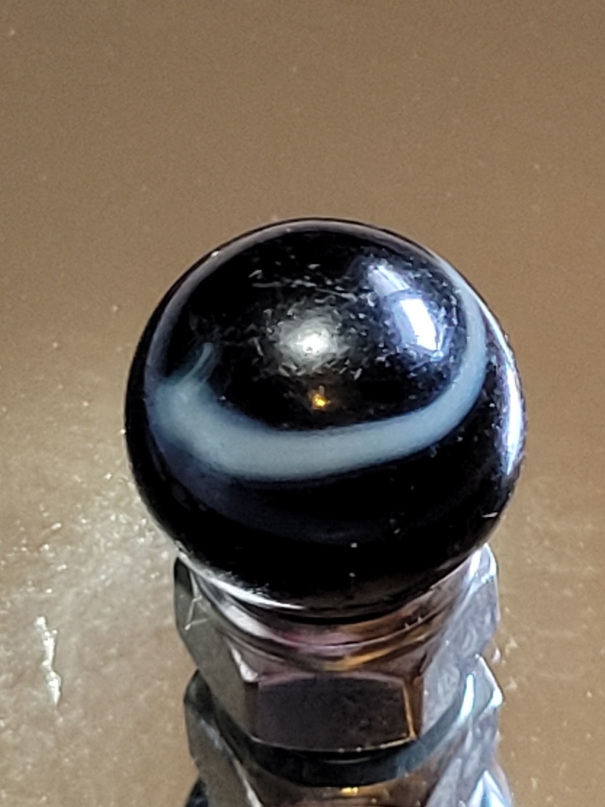 Vintage Marble Akro Agate Special 0.66 Black Base White Cork
