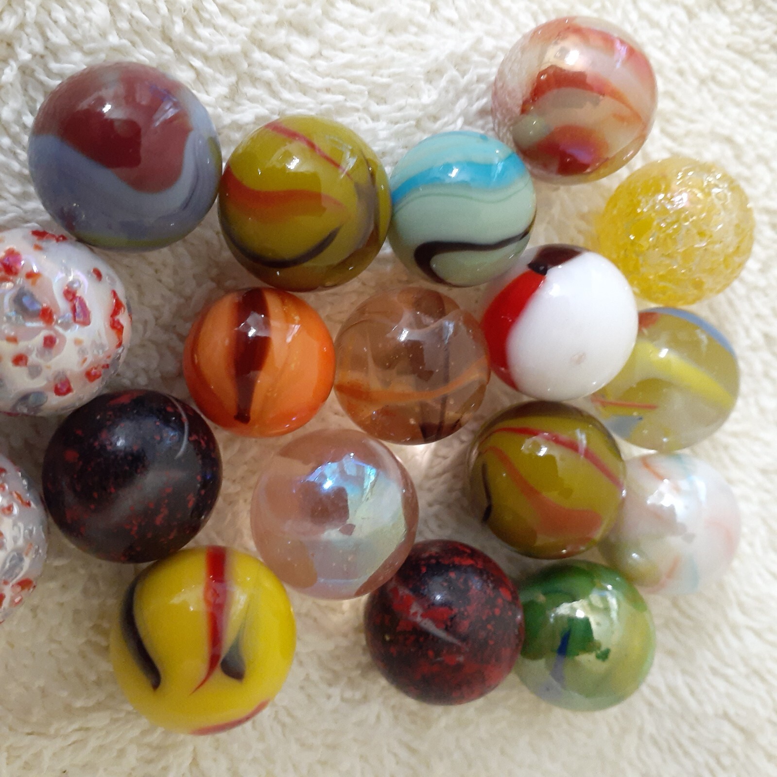 Vintage Glass Marbles Lot Bag Pouch