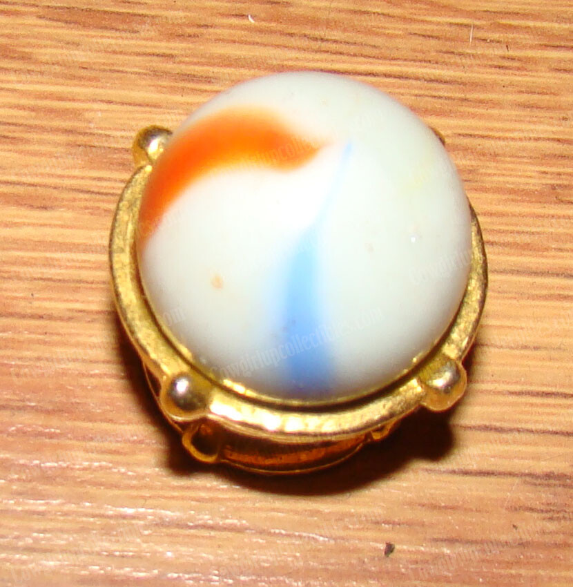 Vintage COMET Boss Shooter, Milk Glass Marbles, 6pcs. – Yellow, Green, Orange