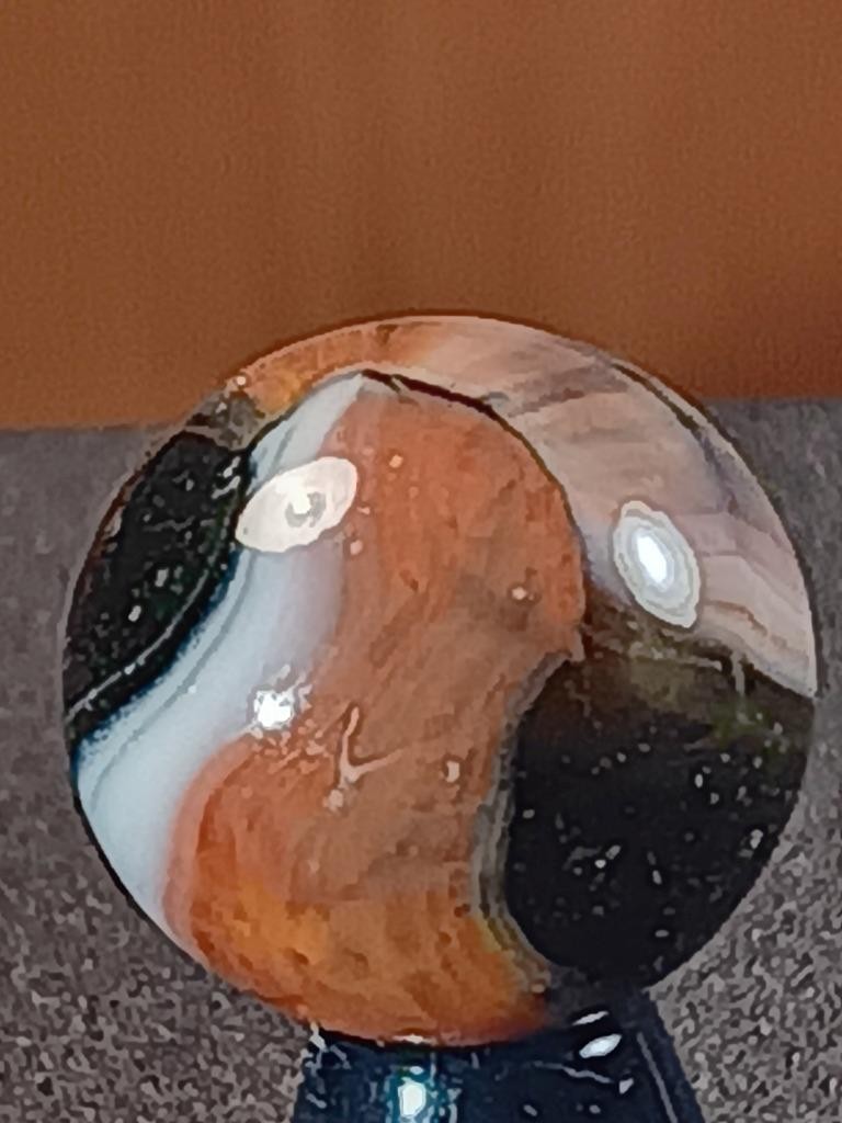 5/8″ Peltier Imperial Red to Dusty Rose Ice White Clear Rainbo NM Marble B316