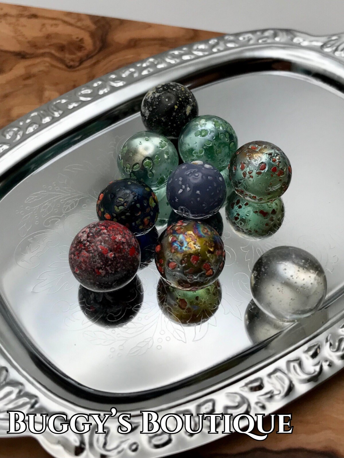 Set Of 9 Mega Marbles Textured Paint Splatter