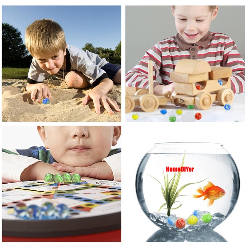 Colour Glass Marble Balls Traditional Vintage Classic Kids Toys Games Decoration