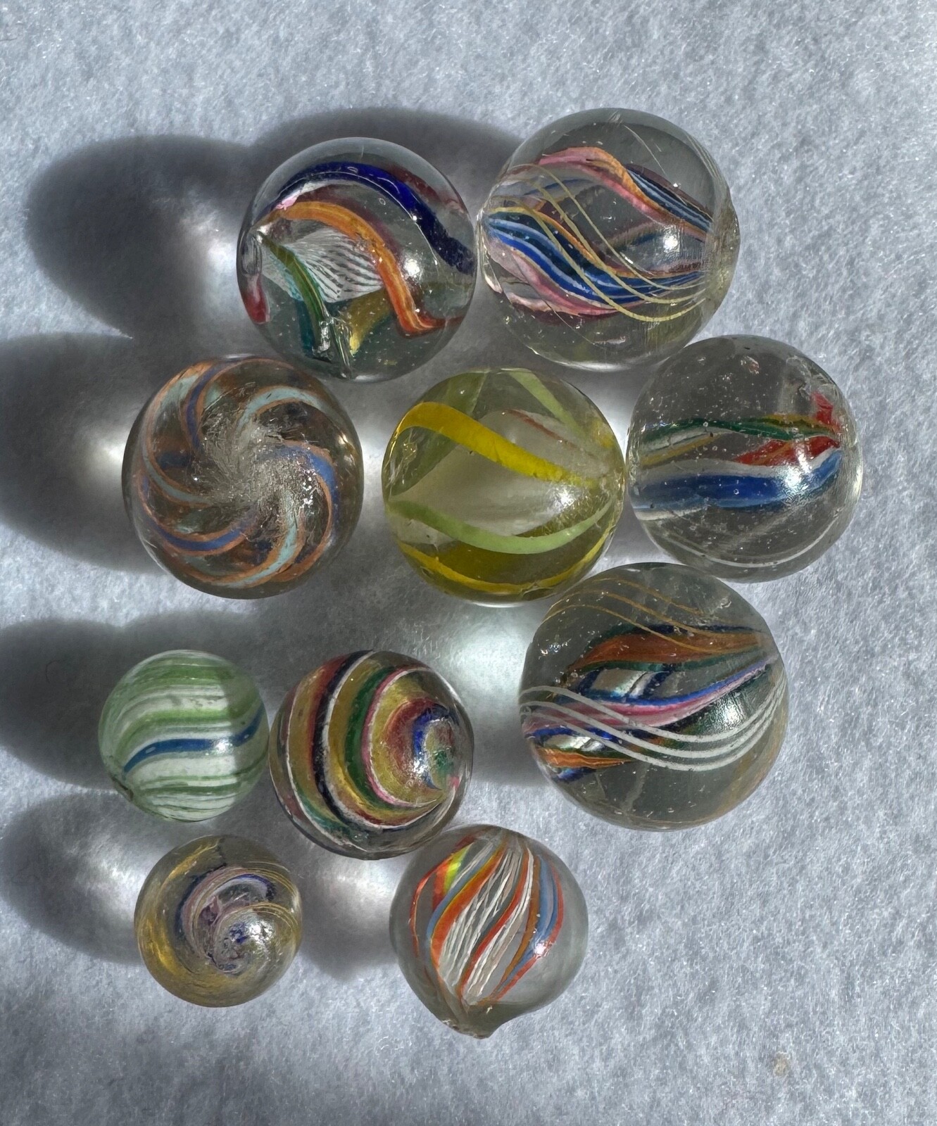 Superb Group Of 10 Marbles 12mm (15/32”) to 18.5mm (23/32”)